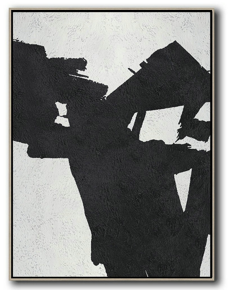Oversized Art,Black And White Minimal Painting On Canvas - Family Wall Decor
